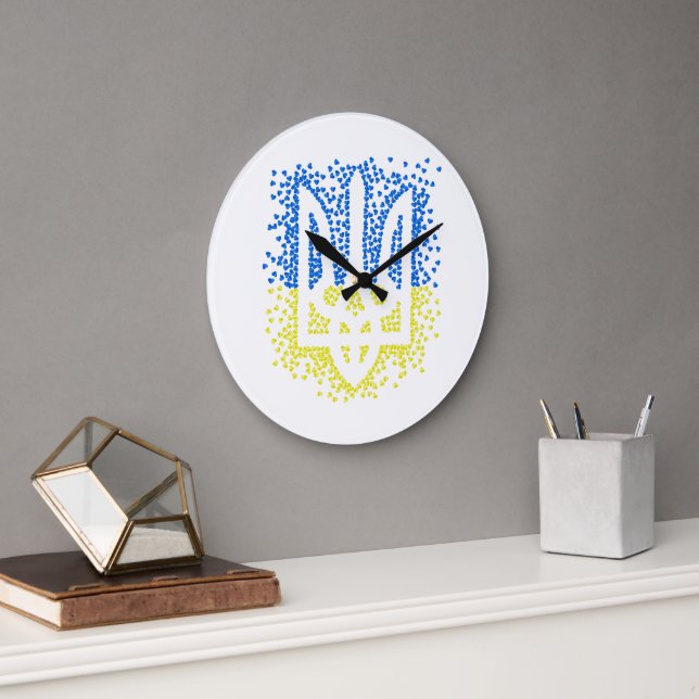 Trött tryzub-spridningshem i ukrainska emblem stor klocka (Kontor)