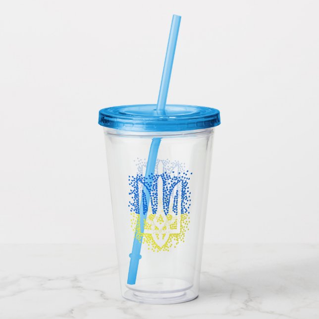 Trött tryzub-spridningshem i ukrainska emblem take away mugg (Baksida)