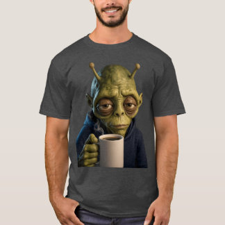 Trött utomjordisk morgoncajsa grafisk t-shirt