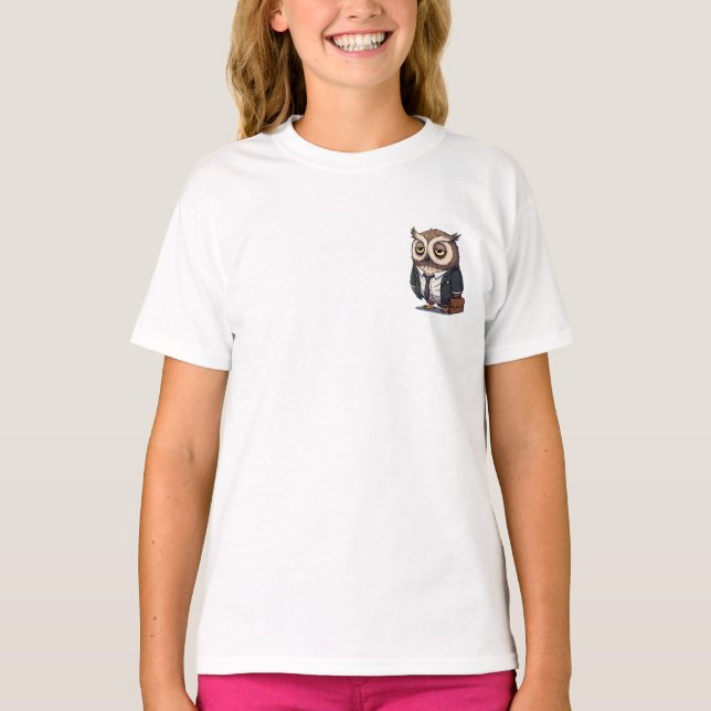 Trötta Affärsuggla Barn T Shirt (Framsida)