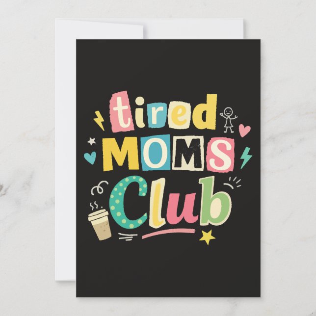 Trötta Mamma Klubb Kaffe Mamma Humor Inbjudningar (Framsida)