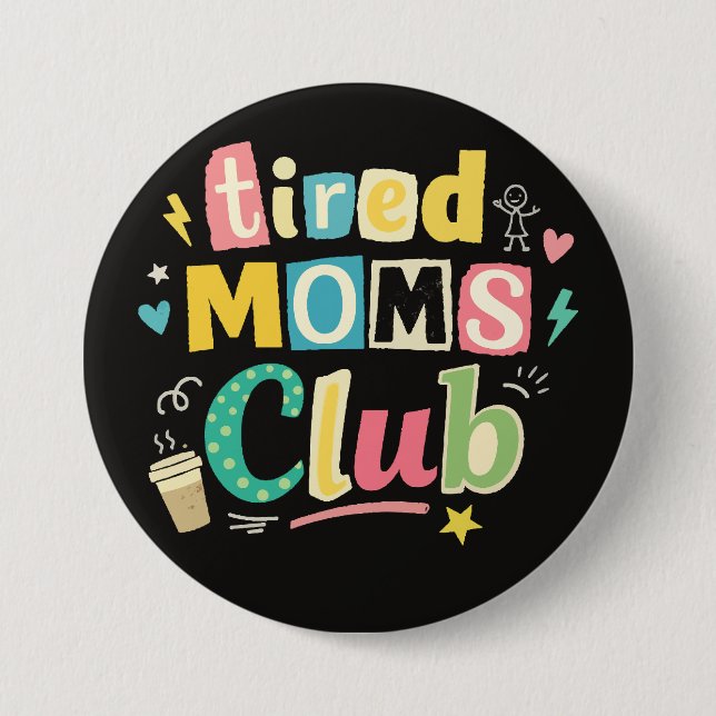 Trötta Mamma Klubb Kaffe Mamma Humor Knapp (Framsida)