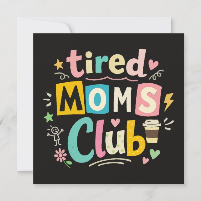 Trötta mammaklubben kaffe mamma humor tack kort (Framsida)