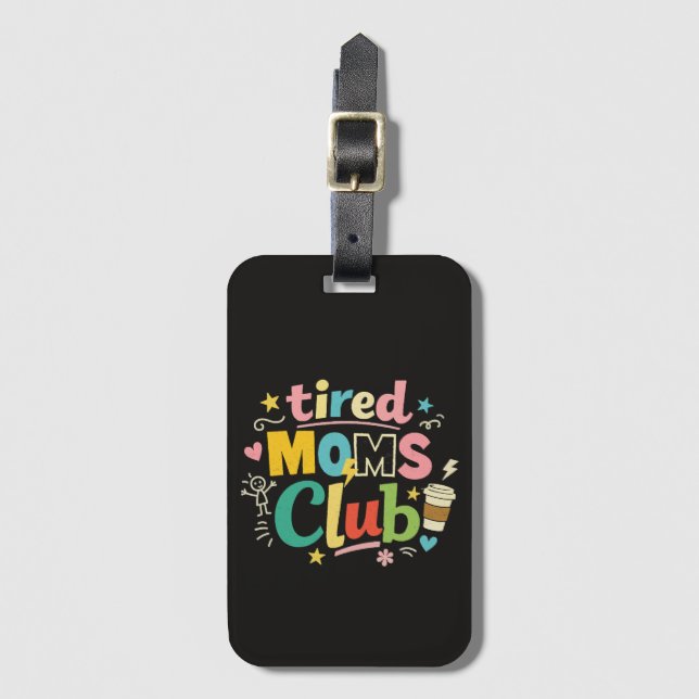 Trötta mammaklubben kaffemamma humor bagagebricka (Framsida vertikal)