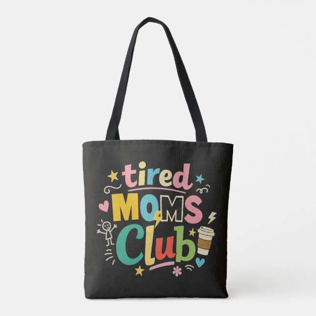 Trötta Mammors Klubb Kaffe Mamma Humor Tygkasse (Baksida)