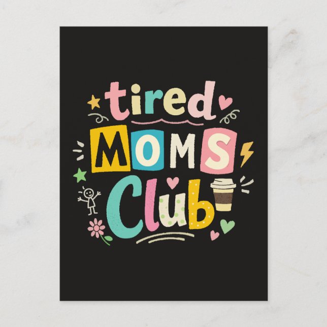 Trötta Mammors Klubb Kaffe Mamma Humor Vykort (Framsida)
