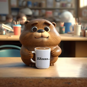 Tröttheten humor, blå strimma kaffemugg