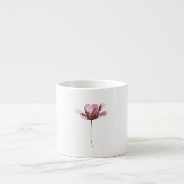  trötthetsblomma av vattenfärgad rosa espressomugg (Framsidan)