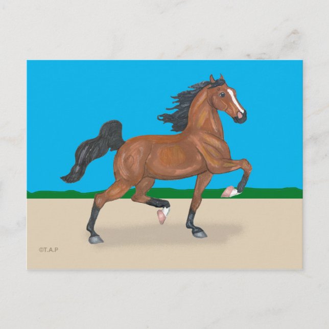 Trotting American Saddleborn Postcard Vykort (Framsida)