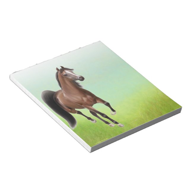 Trotting Bay Brown Arabian Horse Anteckningsblock (Vinklad)
