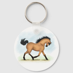 Trotting Buckskin Horse Equestrian Nyckelring
