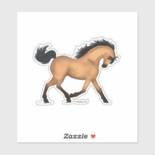 Trotting Buckskin Horse Pony Equestrian Decal Klistermärken