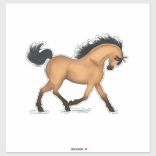 Trotting Buckskin Horse Pony Equestrian Decal Klistermärken
