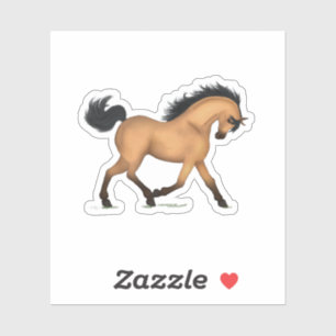 Trotting Buckskin Horse Pony Equestrian Decal Klistermärken