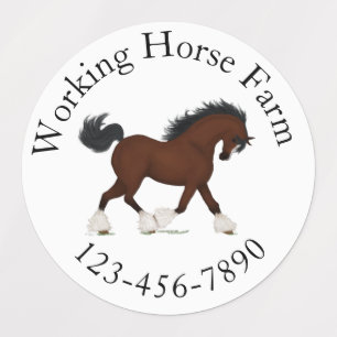 Trotting Clydesdale Horse Circular Text Anpassning Klistermärke