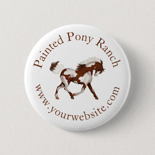 Trotting Overo Skewbald Paint Horse Anpassningsbar Knapp