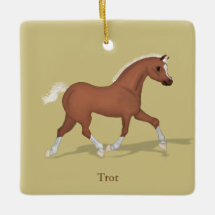 Trotting Sorrel Gaits of the Horse Equestrian Julgransprydnad Keramik