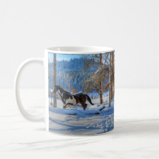 Trottingstift Färgstallion & Winter Snö Kaffemugg (Vänster)