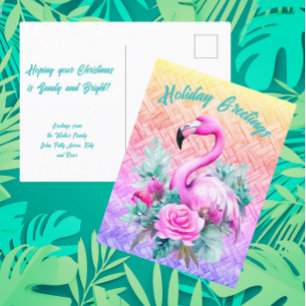 Tröttligt anpassat Tropical Rosa Flamingo Vykort