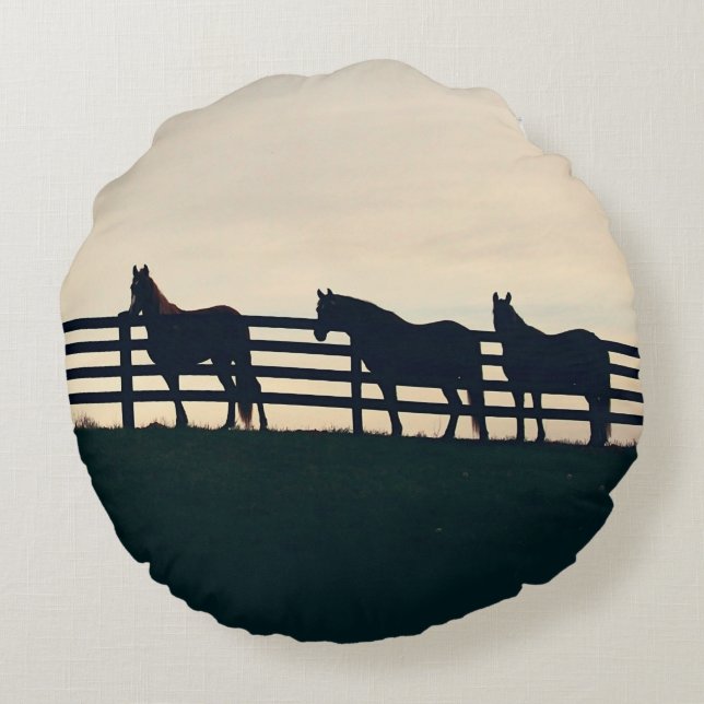 Trottoaren Horse Helgdag jul Rund Kudde (Baksidan)
