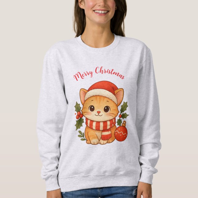 Tröttsam Jultröja för kattälskare T Shirt (Framsida)