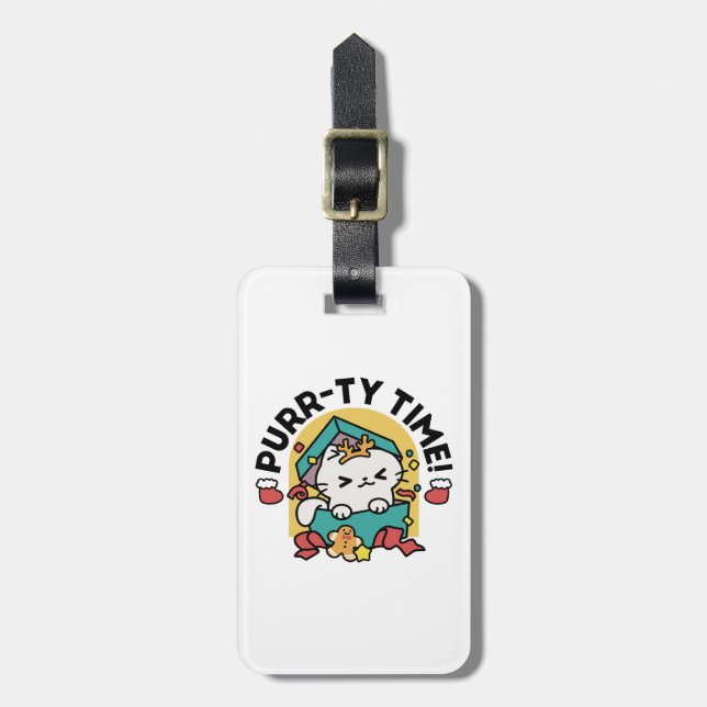 Trötttid! - Festiv juldesign för katter Bagagebricka (Vertikal Framsida)
