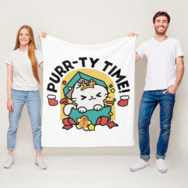 Trötttid! - Festiv juldesign för katter Fleecefilt