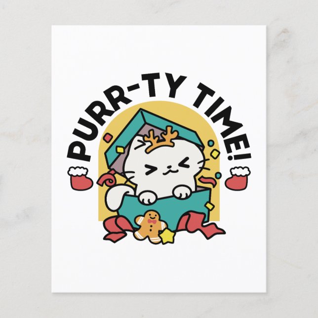 Trötttid! - Festiv juldesign för katter Flygblad (Framsidan)