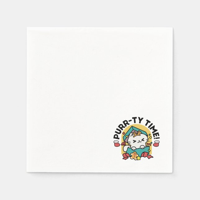 Trötttid! - Festiv juldesign för katter Pappersservett (Framsidan)