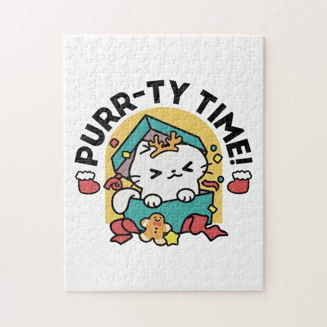 Trötttid! - Festiv juldesign för katter Pussel (Vertikal)