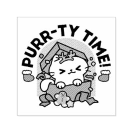 Trötttid! - Festiv juldesign för katter Självfärgande Stämpel