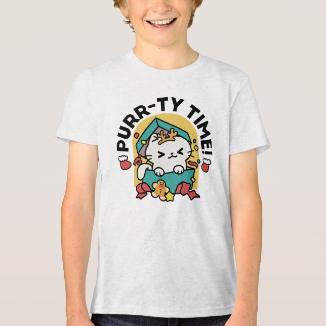 Trötttid! - Festiv juldesign för katter T Shirt (Framsida)