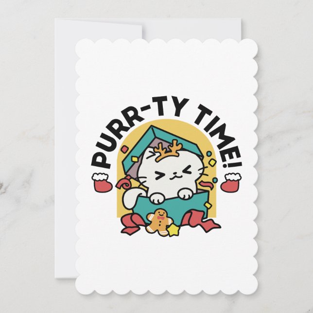 Trötttid! - Festiv juldesign för katter Tack Kort (Framsida)