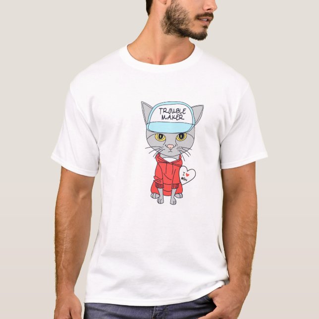 trouble maker catlover  t shirt (Framsida)