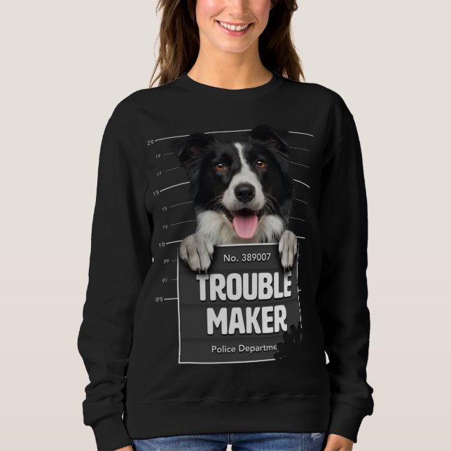 Troublemaker - Cheeky Gräns Collie Puppy är Naugh T Shirt (Framsida)