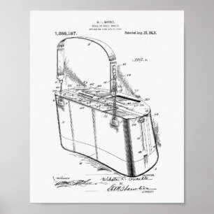 Trout Basket 1921 Patent Art White Papper Poster