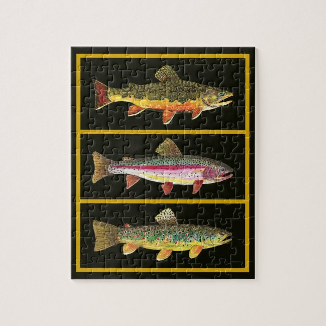 Trout - Brown, Rainbow, Brook Fishermans Roligt Pussel (Vertikal)