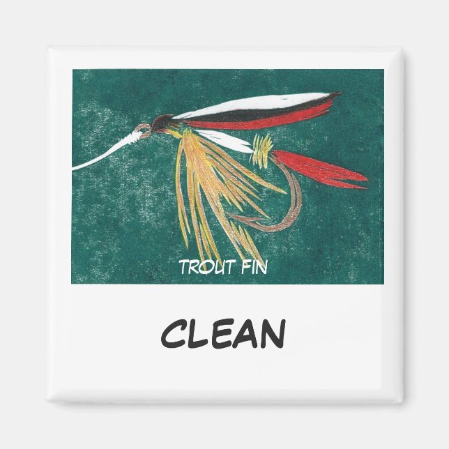 "Trout Fin" Dish Washer Status Magnet (Framsidan)