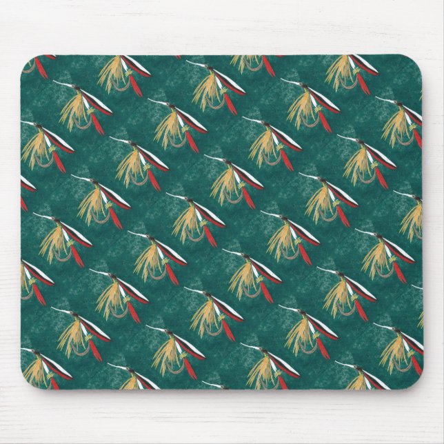 Trout Fin Tiled Trout Fly Mousepad Musmatta (Framsidan)