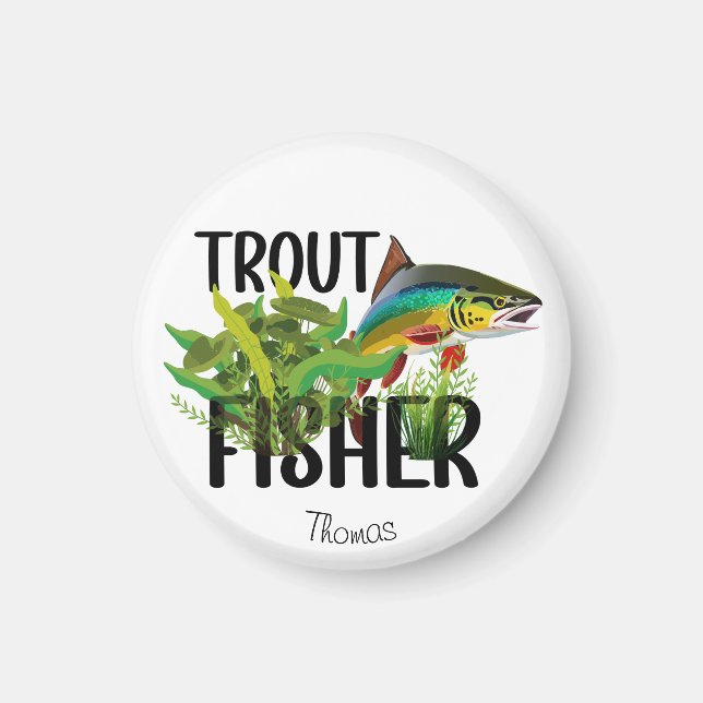 Trout Fisher Rainbow Trout in Natural Environment Magnet (Framsidan)