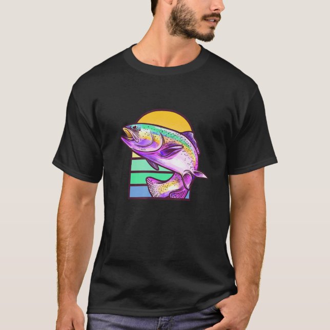 Trout Fishing Freshwater Fish Angler Retro T Shirt (Framsida)