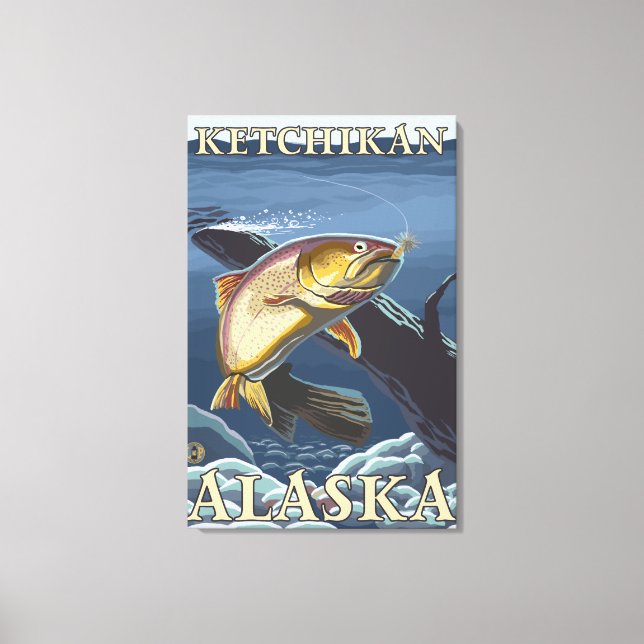 Trout Fishing Kor-Section - Ketchikan Canvastryck (Framsida)