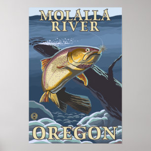 Trout Fishing Kor-Section - Molalla River Poster