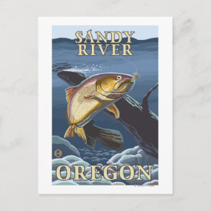 Trout Fishing Kor-Section - Sandy River, Orego Vykort