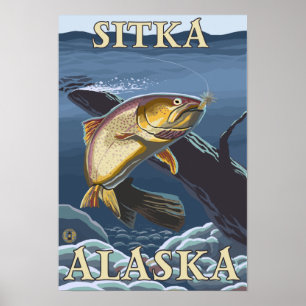 Trout Fishing Kor-Section - Sitka, Alaska Poster