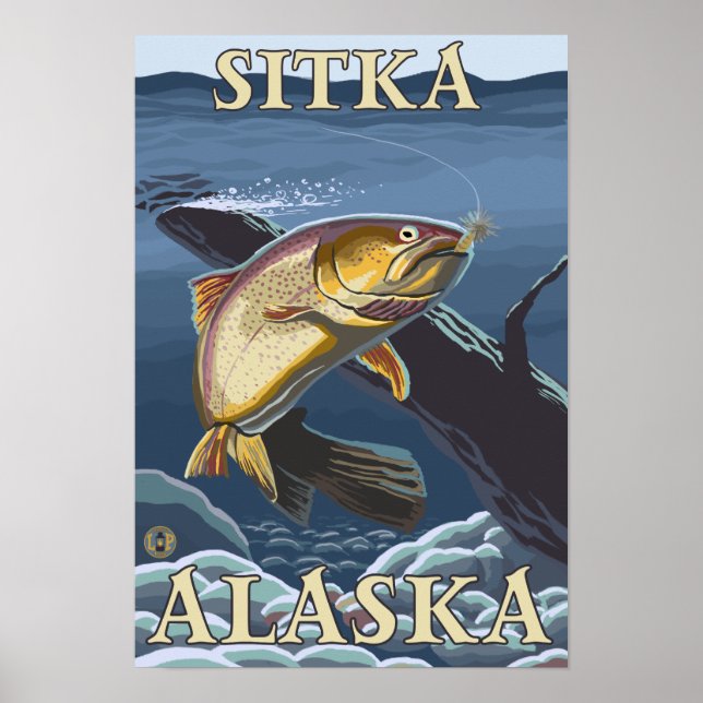 Trout Fishing Kor-Section - Sitka, Alaska Poster (Framsidan)