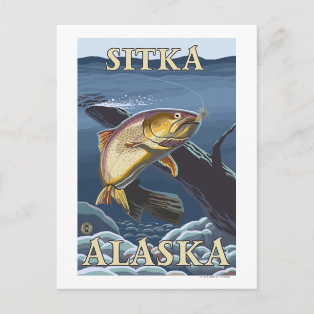 Trout Fishing Kor-Section - Sitka, Alaska Vykort (Framsida)