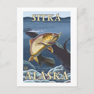 Trout Fishing Kor-Section - Sitka, Alaska Vykort