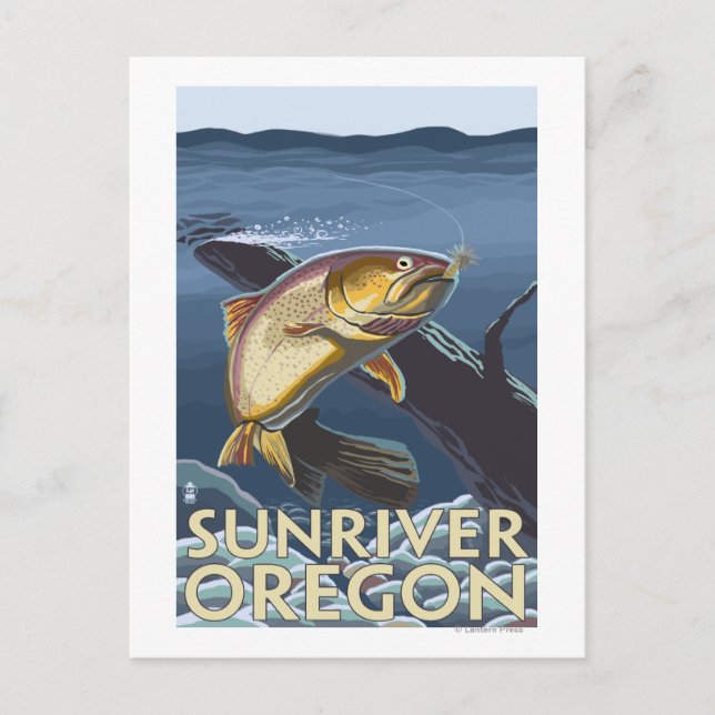 Trout Fishing Kor-Section - Sol River Vykort (Framsida)