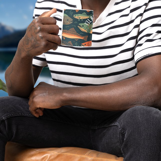 Trout Fishing Monogram Kaffemugg (Skapare uppladdad)